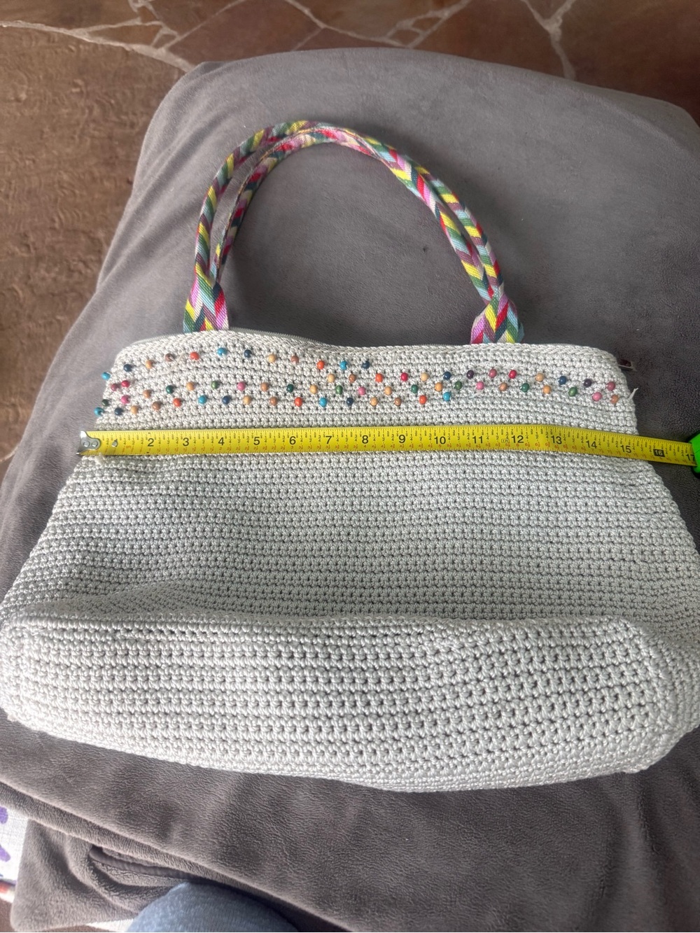 The Sak vintage Crochet handbag beaded tote ecru